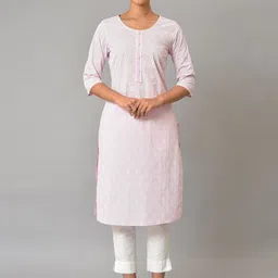 AURELIA Floral Embroidered Thread Work Pure Cotton Kurta-image-49