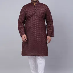 KLOTTHE Men Plus Size Printed Cotton Straight Kurta-30