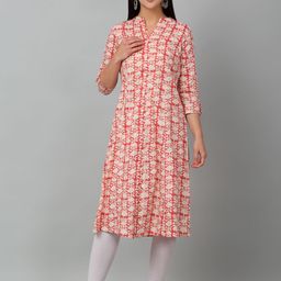 Cantabil Floral Printed Mandarin Colllar A-Line Kurta-image-31