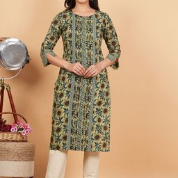 Vbuyz Floral Printed Round Neck Straight Kurta-10