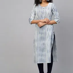 INDYES Tie & Dyed Shibori Sequined Straight Cotton Kurta-49