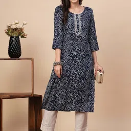 Globus Bandhani Printed Straight Kurta-image-2