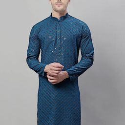 SG LEMAN Geometric Embroidered Mandarin Collar Sequinned Straight Kurta-21