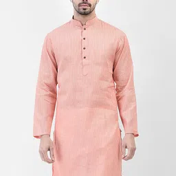 SG LEMAN Striped Mandarin Collar Cotton Silk Kurta-picture-20