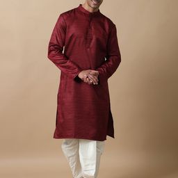 FILORI Band Collar Art Silk Straight Kurta-10