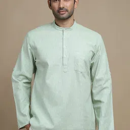 FILORI Mandarin Collar Thread Work Curved Straight Cotton Short Kurta-image-20