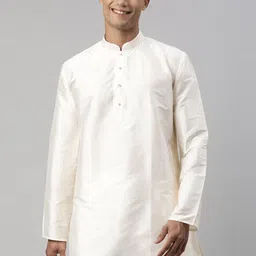 TATTVA Men Off White Romance Solid Kurta-image-85