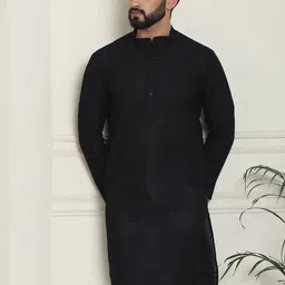 SOJANYA Geometric Embroidered Thread Work Mandarin Collar Pure Cotton Straight Kurta-picture-32