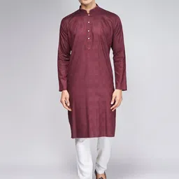 BELLAZO Checked Printed Mandarin Collar Cotton Straight Kurta-80