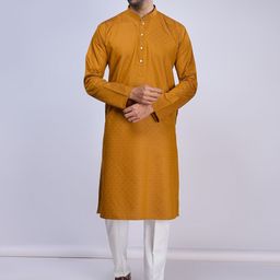 BELLAZO Mandarin Collar Thread Work Cotton Kurta-image-37