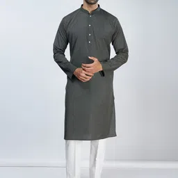 BELLAZO Geometric Woven Design Mandarin Collar Straight Kurta-image-14