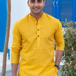 Shasak Striped Mandarin Collar Cotton Kurta-picture-4