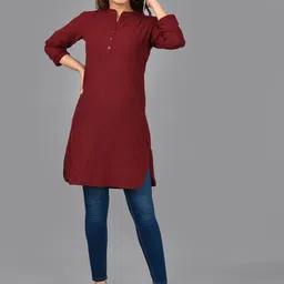 KALINI Mandarin Collar Roll-up Sleeves Kurta-picture-28