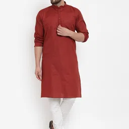 Benstoke Men Maroon Kurta-36