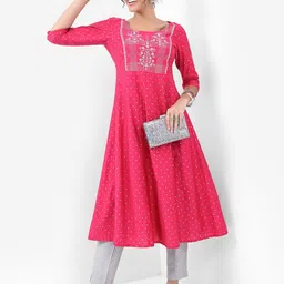 Vishudh Pink & White Floral Embroidered Anarkali Kurta-19