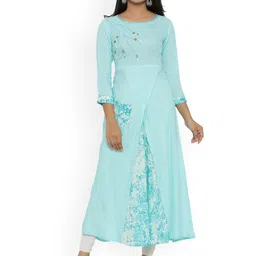 KALINI Tie & Dyed Thread Work A-Line Kurta-33