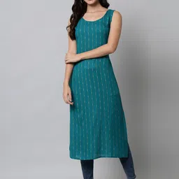 KALINI Women Turquoise Blue Printed Kurta-picture-12