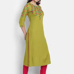 SUTI Floral Embroidered Thread Work Straight Kurta-image-26