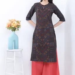 Vishudh Ethnic Motif Printed Keyhole Neck Pure Cotton Kurta-picture-20