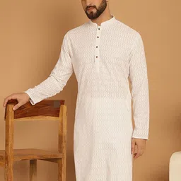 TREEMODA Ethnic Motifs Embroidered Chikankari Straight Kurta-image-20