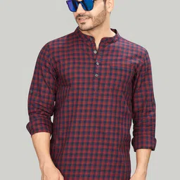 Authentics Checked Pure Cotton Short Kurta-15