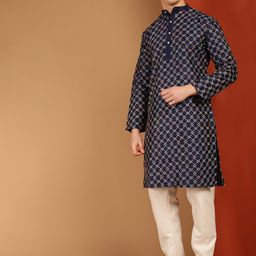 SOJANYA Embroidered Mandarin Collar Kurta-image-82