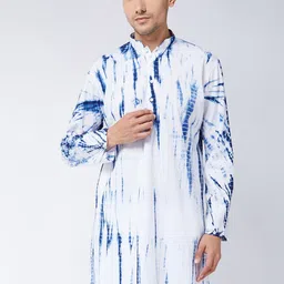 VASTRAMAY Men Blue & White Dyed Tie & Die Kurta-picture-37