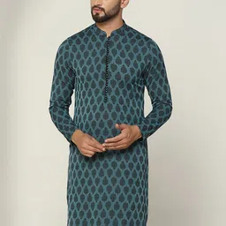 KISAH Ethnic Motifs Printed Mandarin Collar Jacquard Kurta-image-39