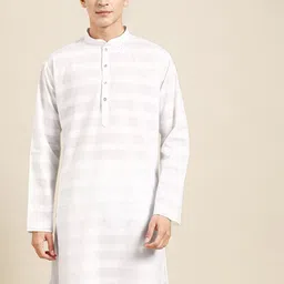MANQ Ethnic Motifs Printed Mandarin Collar Long Sleeves Straight Pure Cotton Kurta-image-13