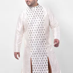 DEYANN PLUS Plus Size Men Off White Ethnic Motifs Printed Kurta-10