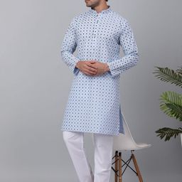 KRAFT INDIA Floral Printed Mandarin Collar Cotton Straight Kurta-picture-38