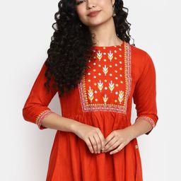 V-Mart Ethnic Motifs Embroidered Peplum Top-image-31
