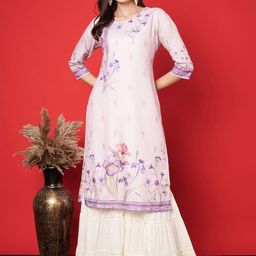 Label Khoj Women Floral Printed Flared Sleeves Thread Work Kurta-picture-46
