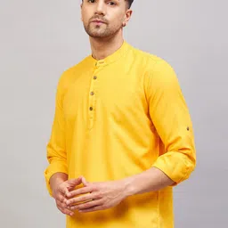 VASTRAMAY Band Collar Cotton Straight Kurta-image-24