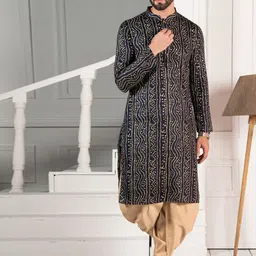 KISAH Bandhani Printed Mandarin Collar Straight Kurta-image-98