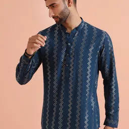 KISAH Men Geometric Thread Work Short Kurta-picture-40