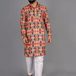 FUBAR Men Geometric Thread Work Kurta-42