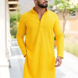 FoxDX Men Geometric Thread Work Kurta-picture-17