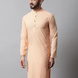 Jompers Embroidered Mandarin Collar Cotton Kurta-image-43