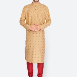NAMASKAR Men Beige Ethnic Motifs Printed Kurta-image-15