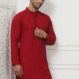 Anouk Men Geometric Thread Work Kurta-8