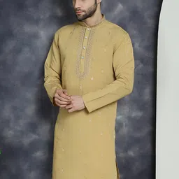 Anouk Ethnic Motifs Woven Design Mandarin Collar Cotton Silk Straight Kurta-53