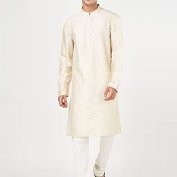 indus route by Pantaloons Geometric Mandarin Collar Thread Work Straight Kurta-picture-42