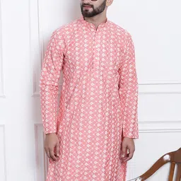 SOJANYA Floral Embroidered Mandarin Collar Kurta-picture-22