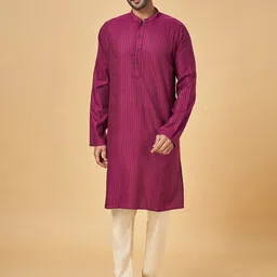 indus route by Pantaloons Mandarin Collar Cotton Kurta-picture-15