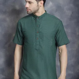 Sayesha Striped Thread Work Band Collar Cotton Kurta-picture-49