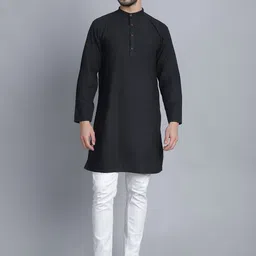 Aarsha Geometric Woven Design Mandarin Collar Long Sleeves Cotton Straight Kurta-picture-33