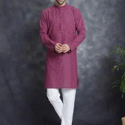 Sayesha Striped Band Collar Long Sleeves Pure Cotton Straight Kurta-image-63