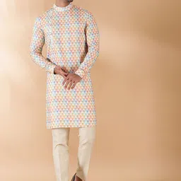 THE KURTA COMPANY Ethnic Motifs Printed Mandarin Collar Long Sleeves Straight Kurta-image-95