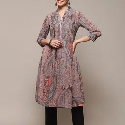 Biba Ethnic Motifs Printed Mandarin Collar A-Line Kurta-40